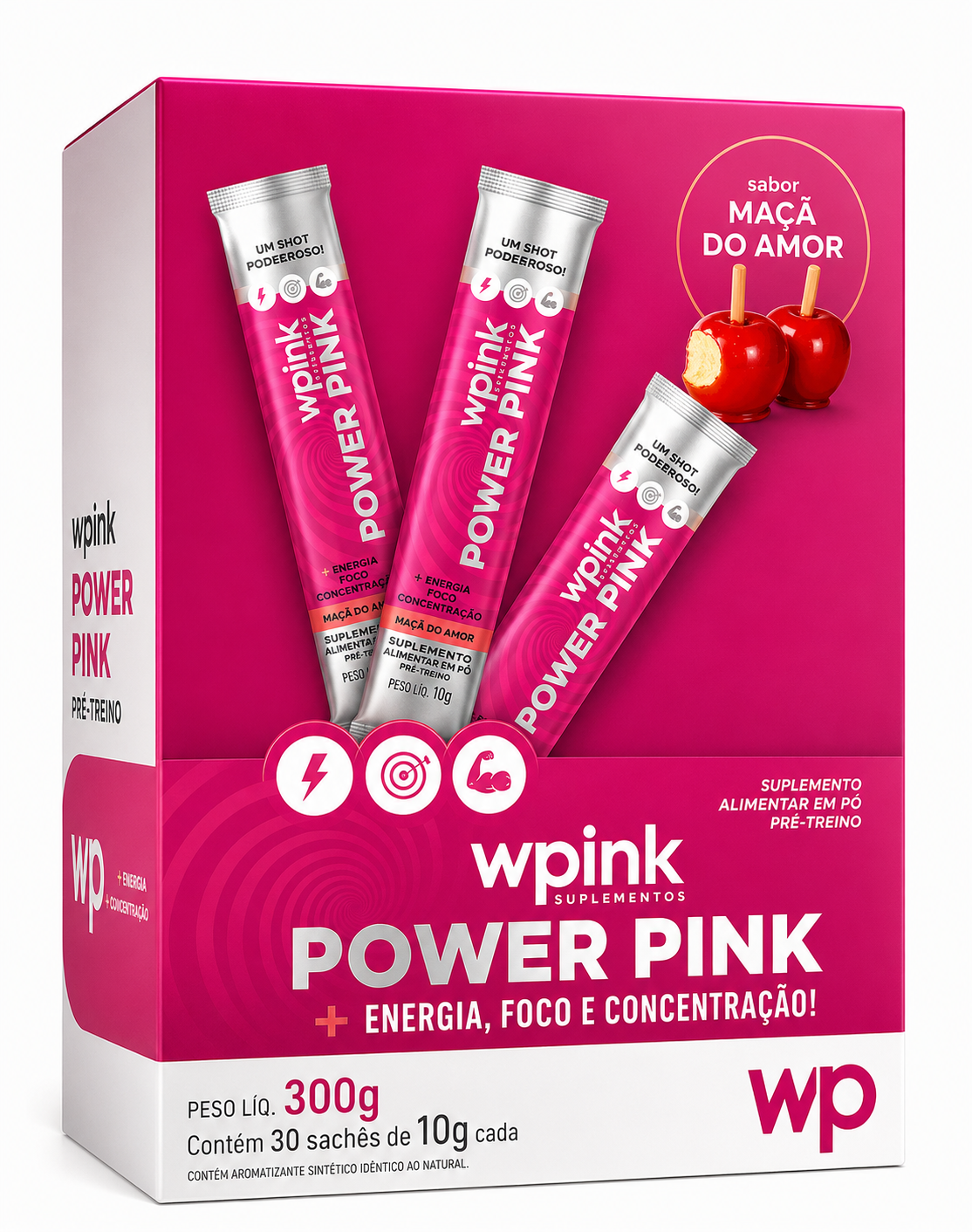 Power pink de maçã do amor - pré-treino - 300g - wp