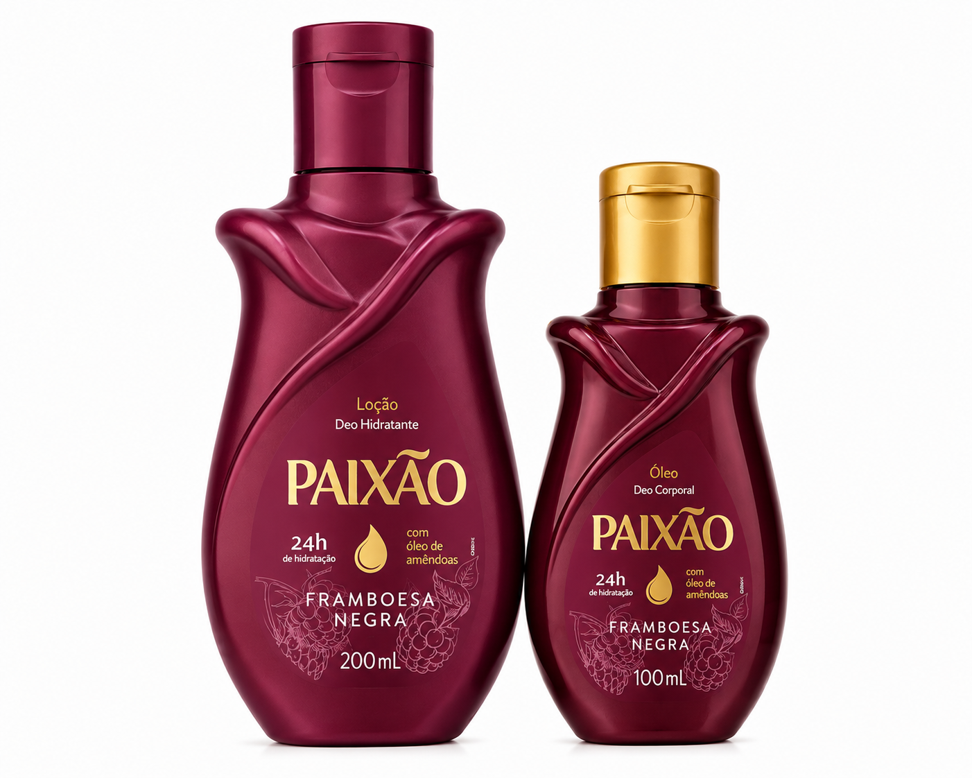 Kit Paixão Framboesa Negra - Loção Hidratante 200ml + Óleo Deo Corporal 100ml