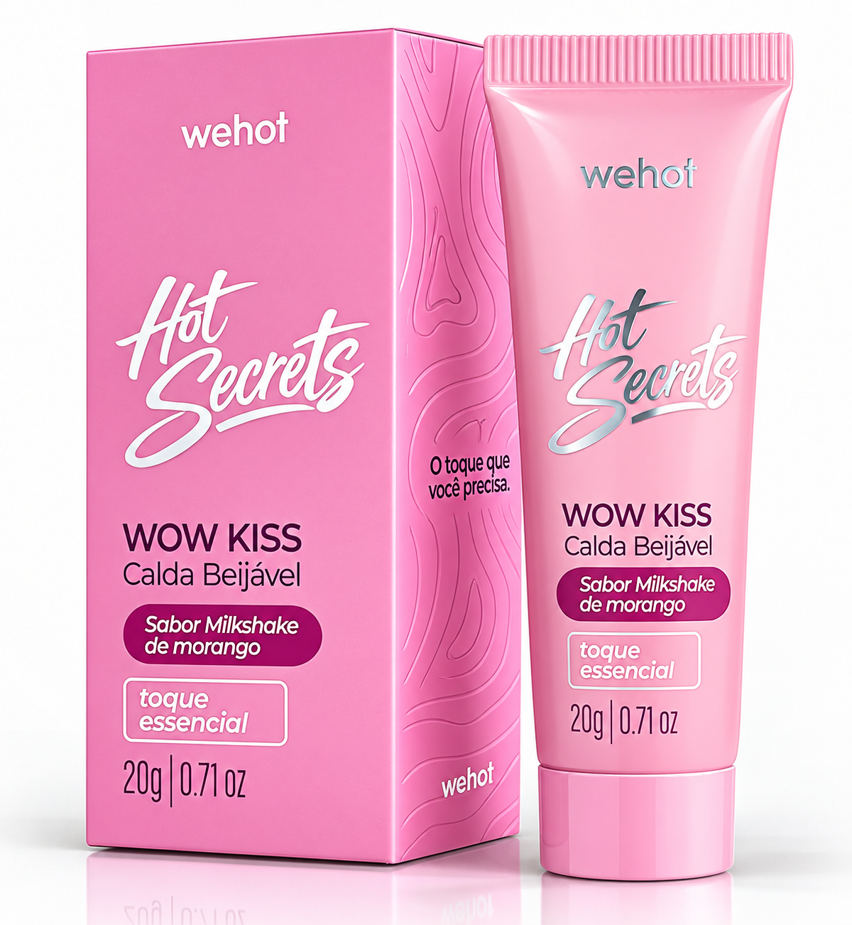 Calda Beijável Milkshake de Morango 20g - Wepink Wehot