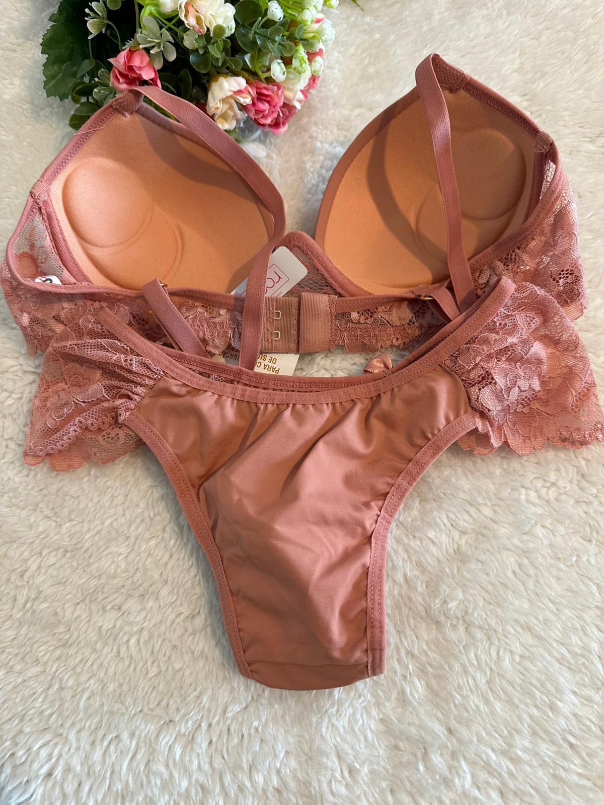 Conjunto de Lingerie Rose Elegância