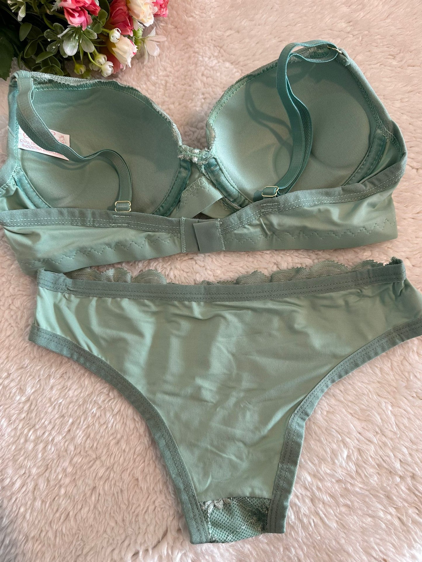 Conjunto de Lingerie Verde Água Charme