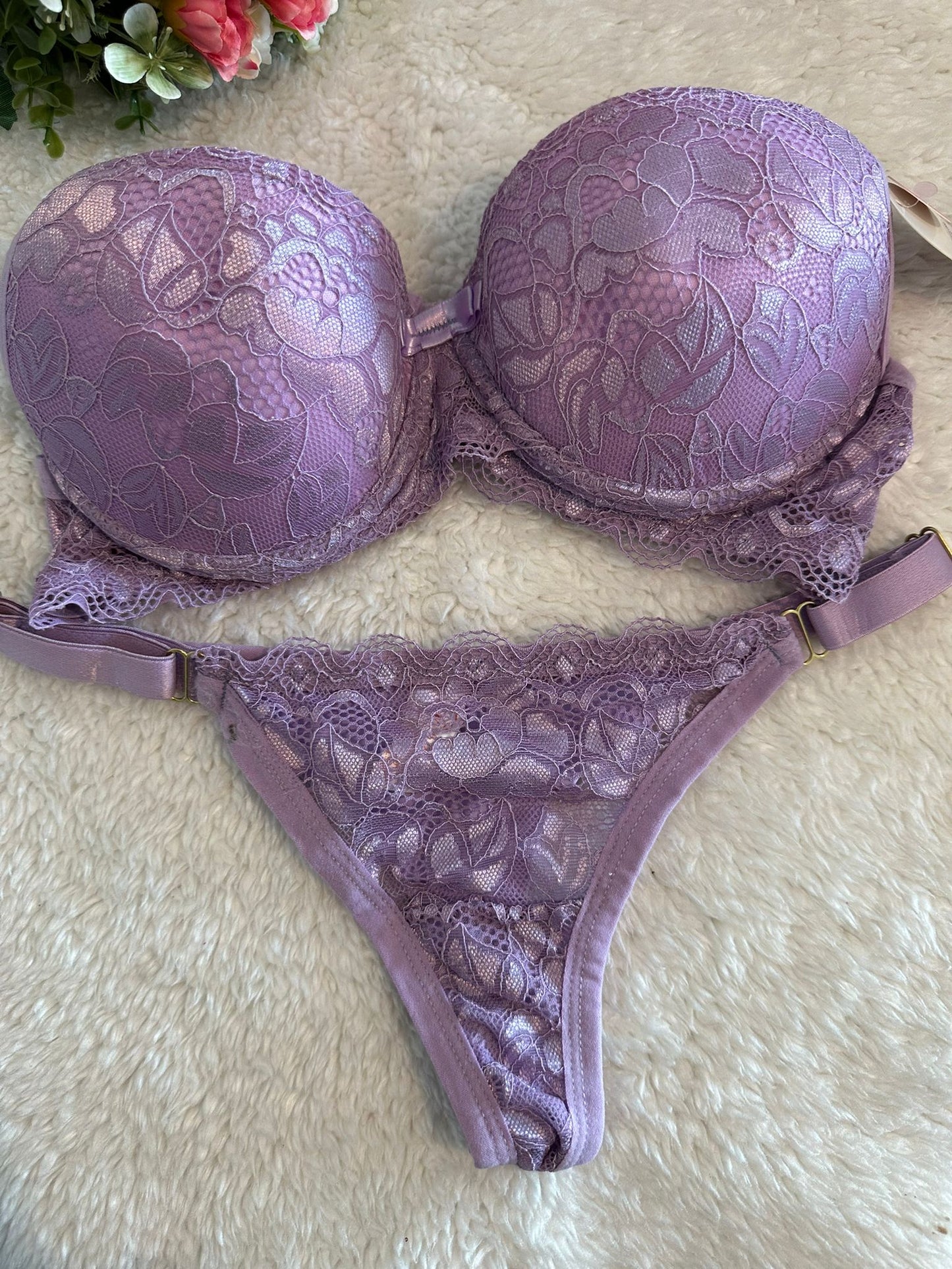 Conjunto de Lingerie Roxo Água
