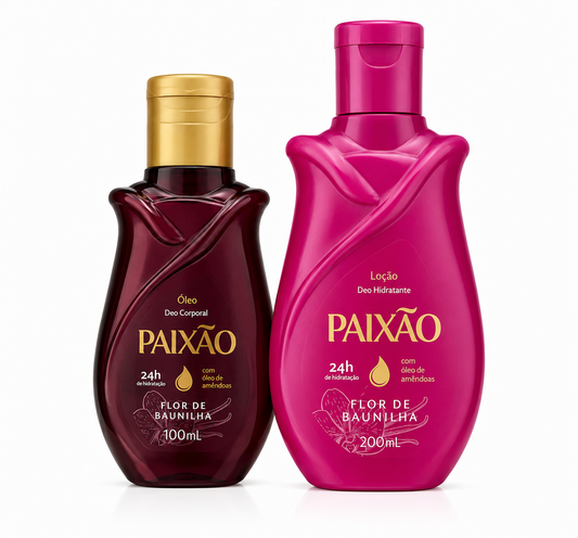 Kit Paixão Flor de Baunilha – Loção Hidratante 200ml + Óleo Deo Corporal 100ml