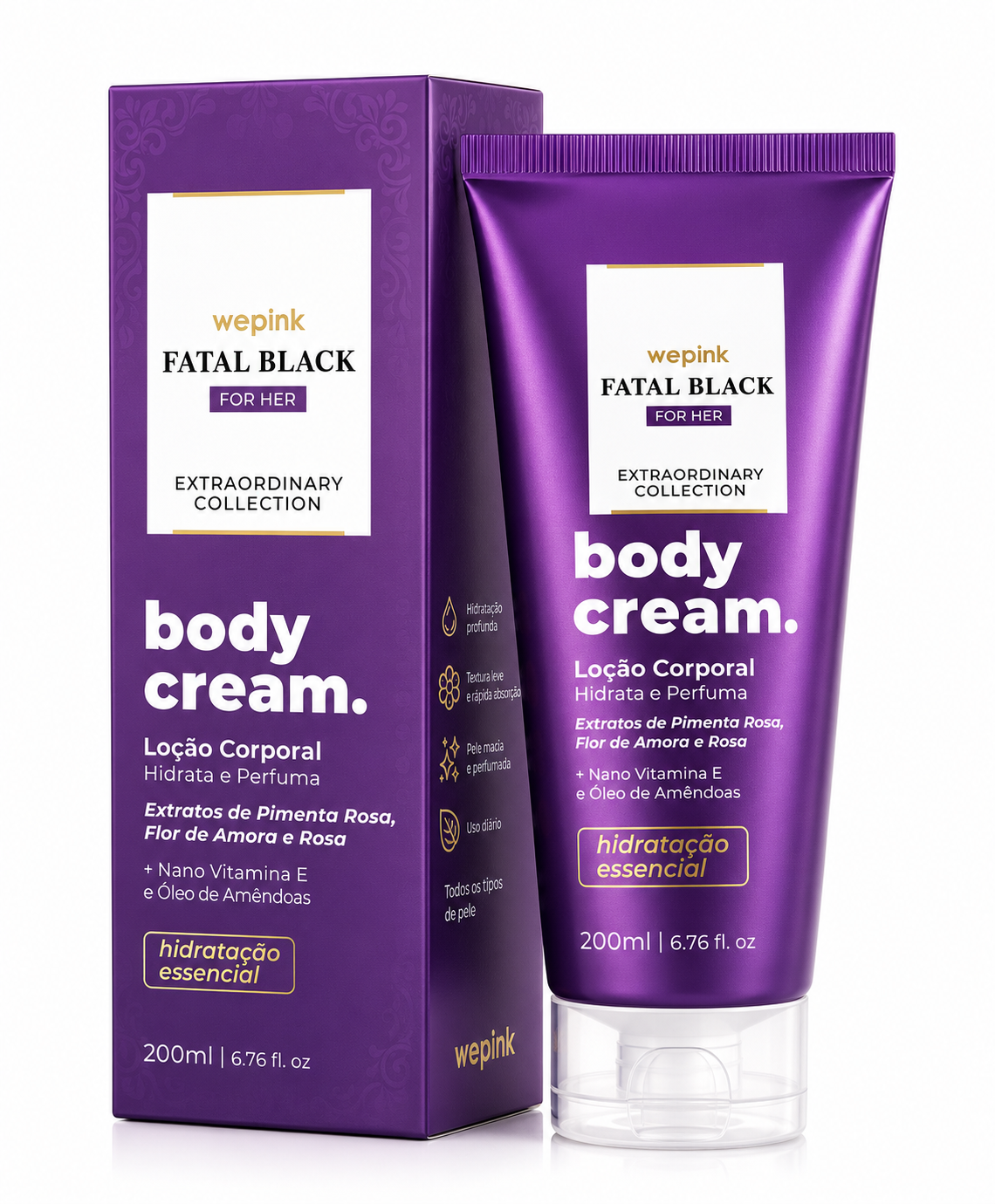 Body Cream Fatal Black For Her Desodorante Hidratante 200ml - Wepink