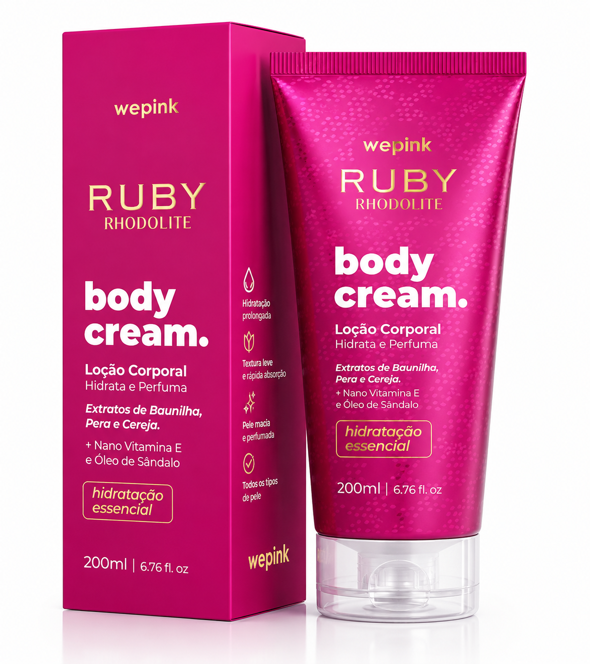 Body Cream Ruby Rhodolite Desodorante Hidratante 200ml - Wepink