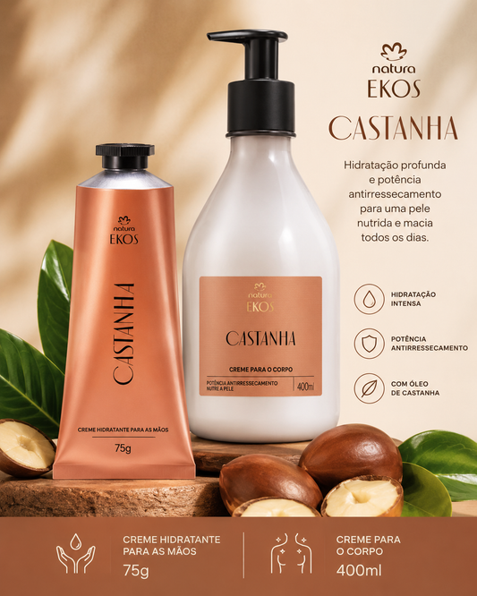 Kit Creme Desodorante Hidratante para o Corpo + Mãos Ekos Castanha
