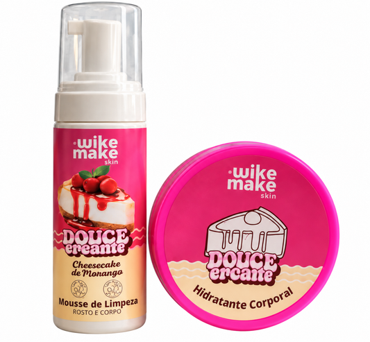 Kit Wike Make Cheesecake de Morango – Mousse de Limpeza + Hidratante Corporal