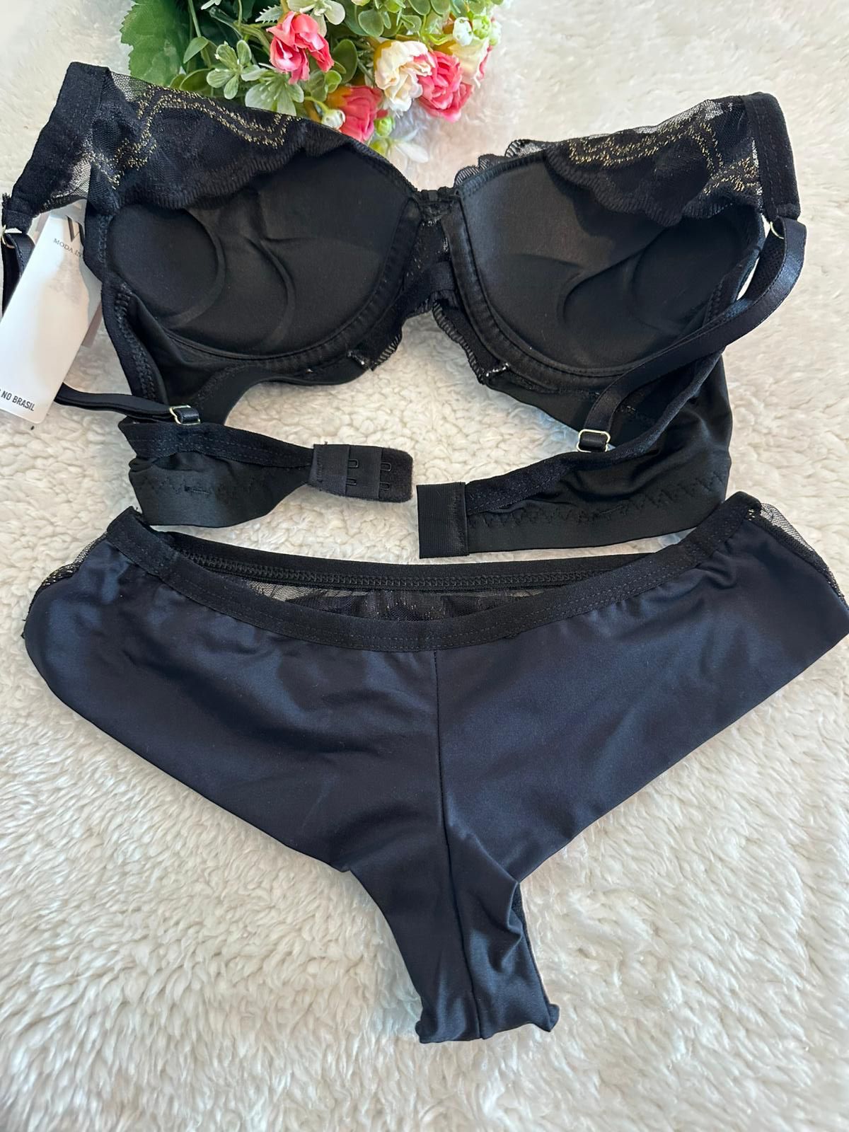 Conjunto de Lingerie Preta Delicadeza