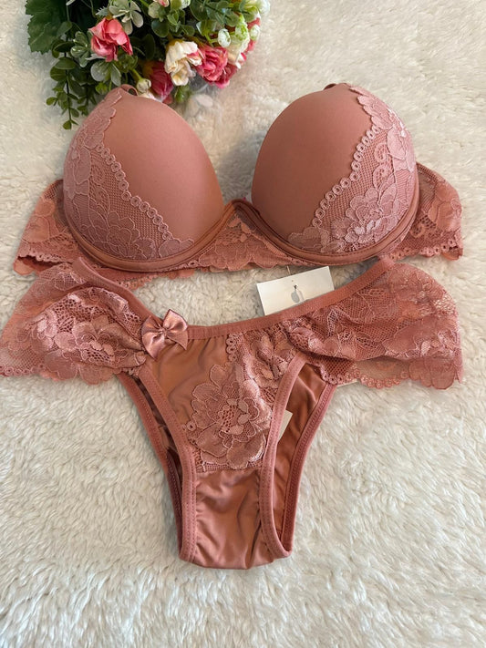 Conjunto de Lingerie Rose Elegância