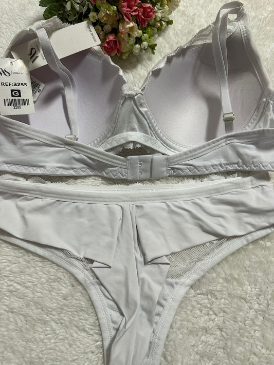 Conjunto de Lingerie Branco com Renda