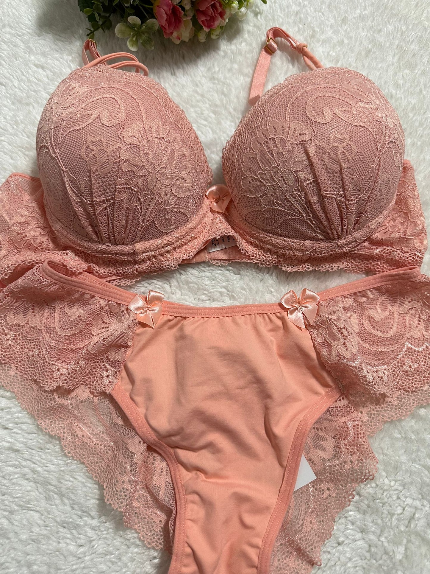 Conjunto de Lingerie Salmão Delicado