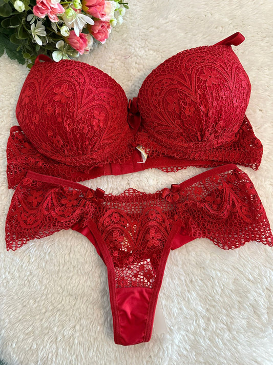 Conjunto de Lingerie Vermelho Paixão