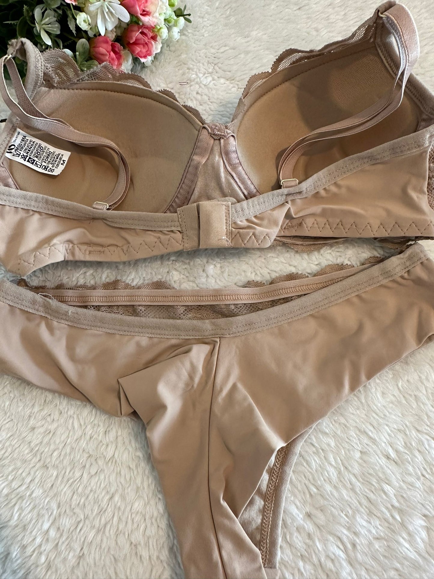 Conjunto de Lingerie Marrom Claro Clássico